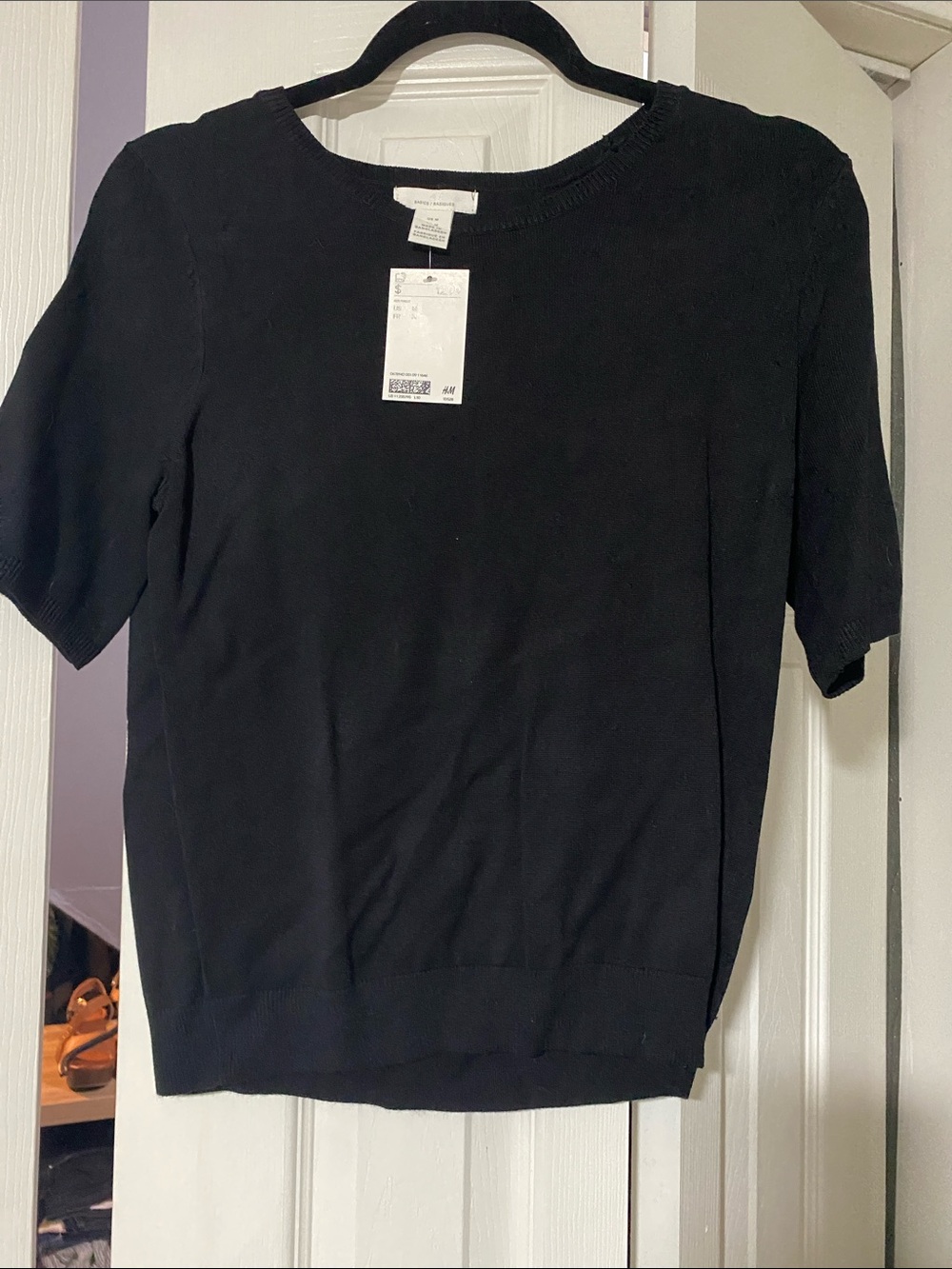 H&M Black Crewneck Short Sleeve Knit Top